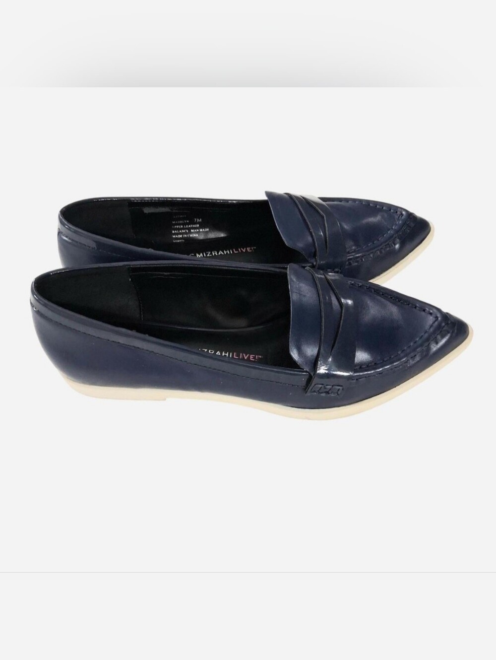 Isaac MIZRAHI Madelyn Live Leather Loafers Navy Blue Flats 7M